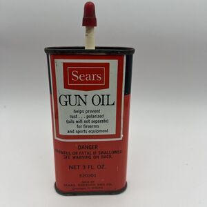 VINTAGE ADVERTISING SEARS GUN OIL  OILER TIN  OIL OILER PETROLIANA